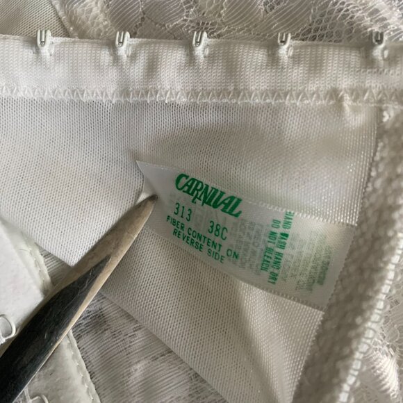 Vintage Union Made Carnival White Sheer Lace Boned Corset Bustier Lingerie - Picture 8 of 14